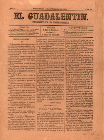 'El Guadalentin : Periódico Semanal Literario y de Intereses Generales' - Año 2 Número 53 - 1884 septiembre 15
