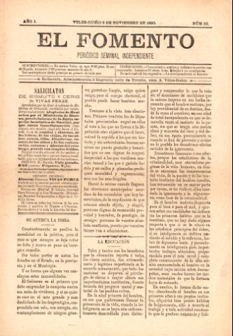 'El fomento : Semanario Independiente, continuación del anterior.' - Año 1 Número 10 - 1890 noviembre 09