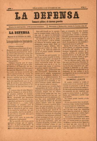 'La defensa : Semanario Político y de Intereses Generales' - Año 1 Número 5 - 1901 octubre 15