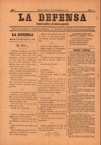 'La defensa : Semanario Político y de Intereses Generales' - Año 1 Número 16 - 1901 diciembre 31