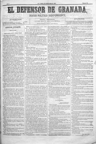 'El Defensor de Granada  : diario político independiente' - Año I Número 78  - 1880 Diciembre 16