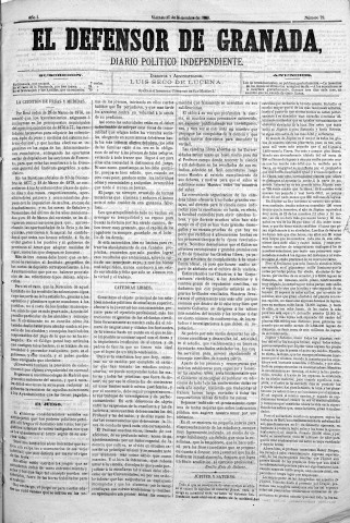 'El Defensor de Granada  : diario político independiente' - Año I Número 79  - 1880 Diciembre 17