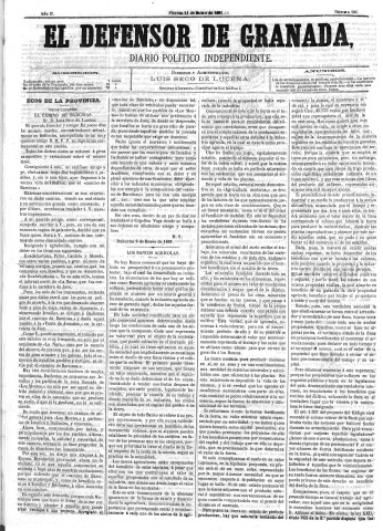 'El Defensor de Granada  : diario político independiente' - Año II Número 106  - 1881 Enero 14