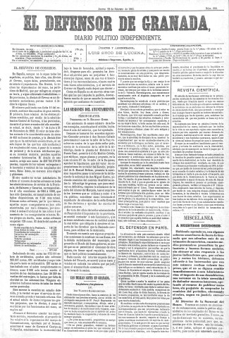 'El Defensor de Granada  : diario político independiente' - Año IV Número 868  - 1883 Febrero 22