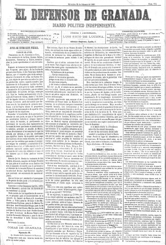 'El Defensor de Granada  : diario político independiente' - Año IV Número 874  - 1883 Febrero 28