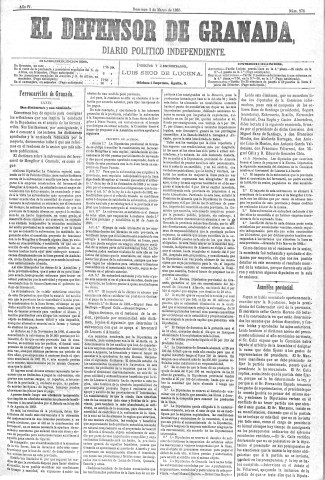 'El Defensor de Granada  : diario político independiente' - Año IV Número 878  - 1883 Marzo 04