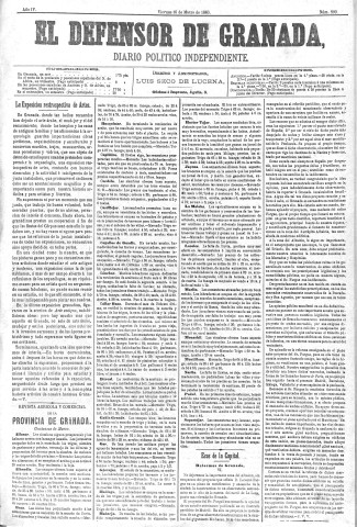 'El Defensor de Granada  : diario político independiente' - Año IV Número 890  - 1883 Marzo 16