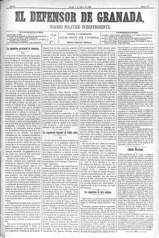 'El Defensor de Granada  : diario político independiente' - Año IV Número 971  - 1883 Junio 07