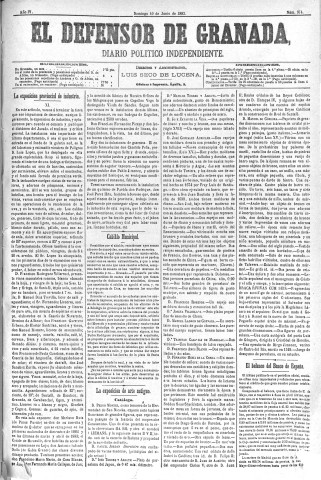 'El Defensor de Granada  : diario político independiente' - Año IV Número 974  - 1883 Junio 10