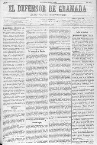 'El Defensor de Granada  : diario político independiente' - Año IV Número 1061  - 1883 Septiembre 05