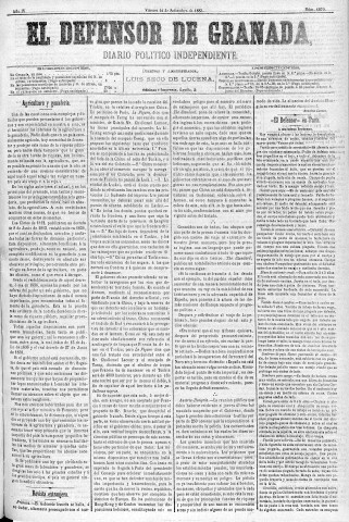 'El Defensor de Granada  : diario político independiente' - Año IV Número 1070  - 1883 Septiembre 14