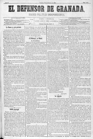 'El Defensor de Granada  : diario político independiente' - Año IV Número 1072  - 1883 Septiembre 16