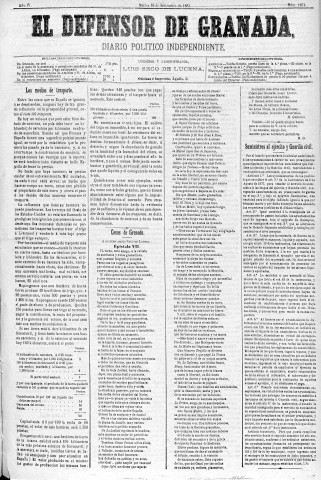 'El Defensor de Granada  : diario político independiente' - Año IV Número 1074  - 1883 Septiembre 18