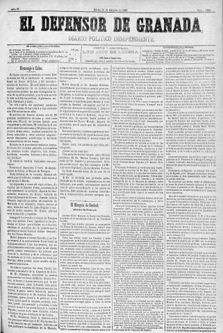 'El Defensor de Granada  : diario político independiente' - Año IV Número 1100  - 1883 Octubre 16