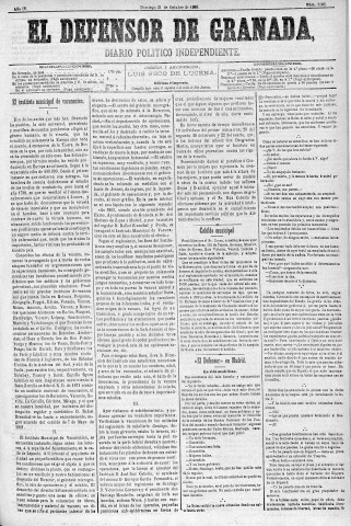 'El Defensor de Granada  : diario político independiente' - Año IV Número 1105  - 1883 Octubre 21