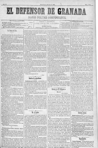 'El Defensor de Granada  : diario político independiente' - Año IV Número 1106  - 1883 Octubre 22