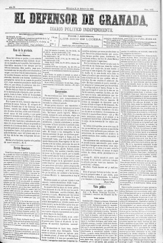 'El Defensor de Granada  : diario político independiente' - Año IV Número 1115  - 1883 Octubre 31