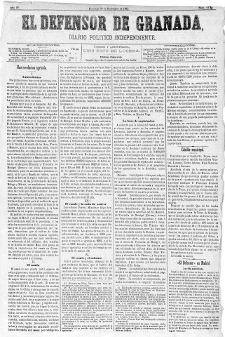 'El Defensor de Granada  : diario político independiente' - Año IV Número 1174  - 1883 Diciembre 30
