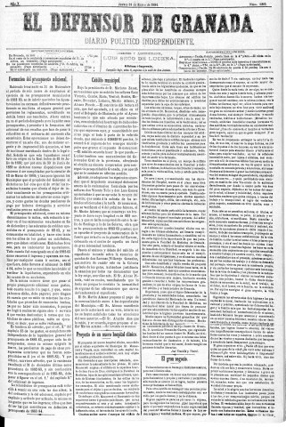 'El Defensor de Granada  : diario político independiente' - Año V Número 1205  - 1884 Enero 31