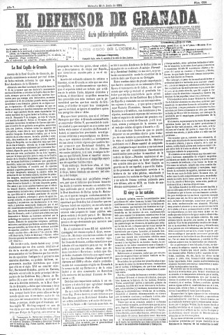 'El Defensor de Granada  : diario político independiente' - Año V Número 1350  - 1884 Junio 25