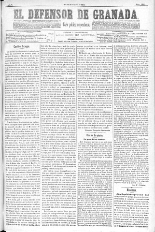 'El Defensor de Granada  : diario político independiente' - Año V Número 1384  - 1884 Julio 29