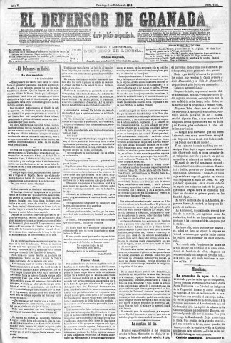 'El Defensor de Granada  : diario político independiente' - Año V Número 1451  - 1884 Octubre 05