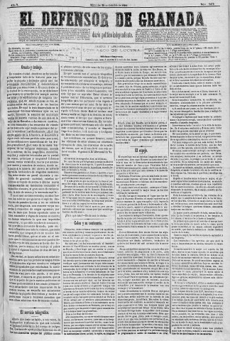 'El Defensor de Granada  : diario político independiente' - Año V Número 1475  - 1884 Octubre 29