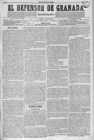 'El Defensor de Granada  : diario político independiente' - Año V Número 1481  - 1884 Noviembre 04