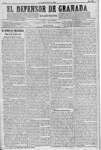 'El Defensor de Granada  : diario político independiente' - Año V Número 1527  - 1884 Diciembre 21