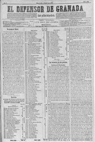 'El Defensor de Granada  : diario político independiente' - Año V Número 1536  - 1884 Diciembre 31