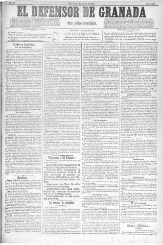 'El Defensor de Granada  : diario político independiente' - Año VI Número 1930  - 1885 Noviembre 30