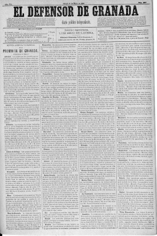 'El Defensor de Granada  : diario político independiente' - Año V Número 2096  - 1886 Mayo 08