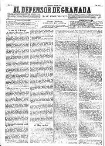 'El Defensor de Granada  : diario político independiente' - Año X Número 3090  - 1889 Enero 04
