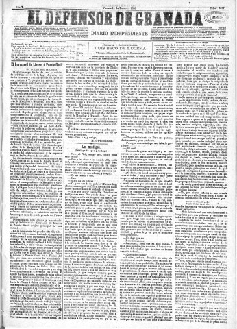 'El Defensor de Granada  : diario político independiente' - Año X Número 3097  - 1889 Enero 11