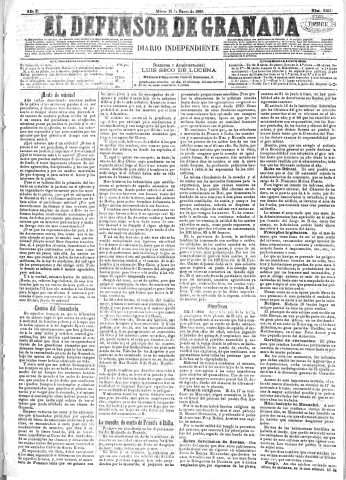 'El Defensor de Granada  : diario político independiente' - Año X Número 3101  - 1889 Enero 15