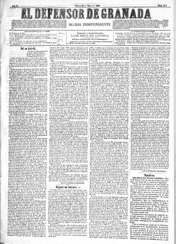 'El Defensor de Granada  : diario político independiente' - Año X Número 3111  - 1889 Enero 25