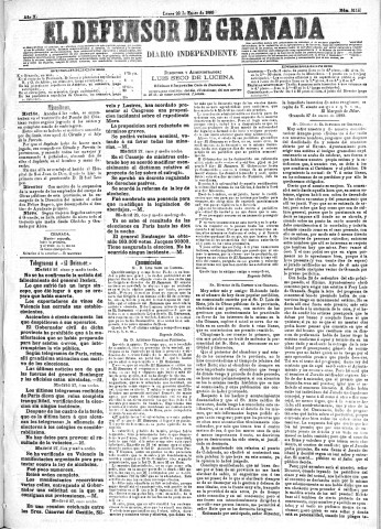 'El Defensor de Granada  : diario político independiente' - Año X Número 3114  - 1889 Enero 28