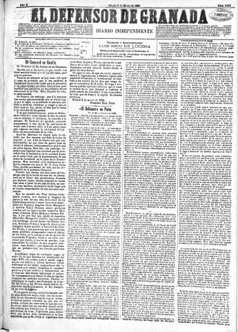 'El Defensor de Granada  : diario político independiente' - Año X Número 3153  - 1889 Marzo 09