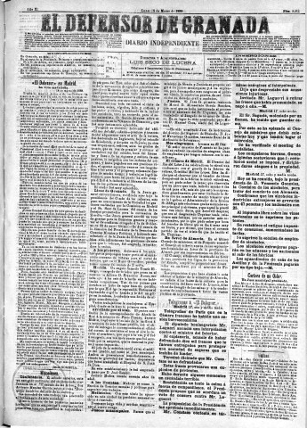 'El Defensor de Granada  : diario político independiente' - Año X Número 3161  - 1889 Marzo 18