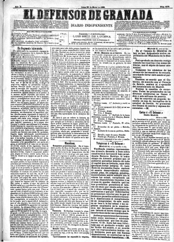 'El Defensor de Granada  : diario político independiente' - Año X Número 3168  - 1889 Marzo 25