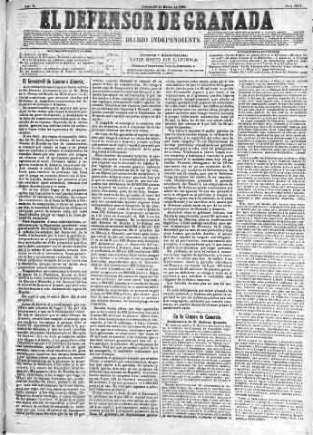 'El Defensor de Granada  : diario político independiente' - Año X Número 3171  - 1889 Marzo 28