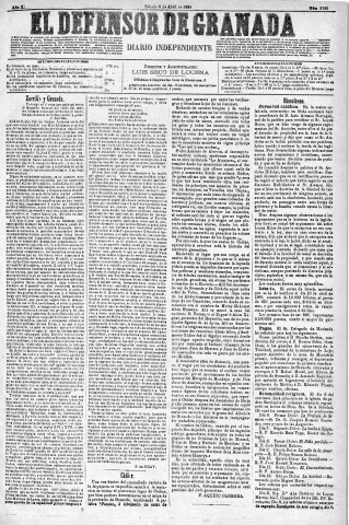 'El Defensor de Granada  : diario político independiente' - Año X Número 3180  - 1889 Abril 06