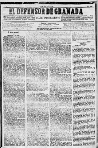 'El Defensor de Granada  : diario político independiente' - Año X Número 3193  - 1889 Abril 19