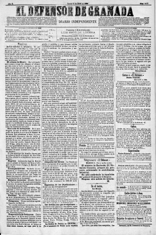 'El Defensor de Granada  : diario político independiente' - Año X Número 3195  - 1889 Abril 22