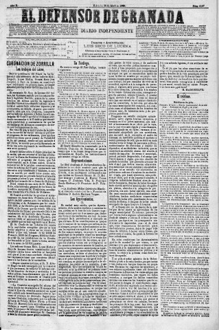 'El Defensor de Granada  : diario político independiente' - Año X Número 3197  - 1889 Abril 24