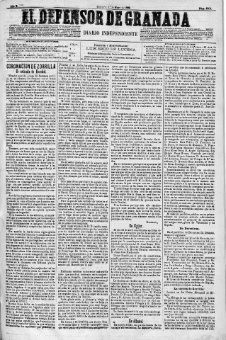 'El Defensor de Granada  : diario político independiente' - Año X Número 3204  - 1889 Mayo 01
