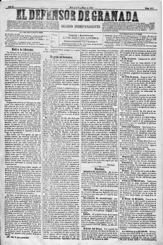 'El Defensor de Granada  : diario político independiente' - Año X Número 3211  - 1889 Mayo 08