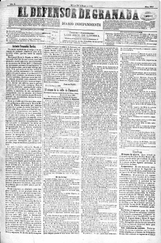 'El Defensor de Granada  : diario político independiente' - Año X Número 3217  - 1889 Mayo 14