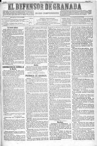 'El Defensor de Granada  : diario político independiente' - Año X Número 3219  - 1889 Mayo 16