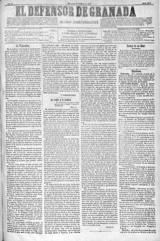 'El Defensor de Granada  : diario político independiente' - Año X Número 3225  - 1889 Mayo 22